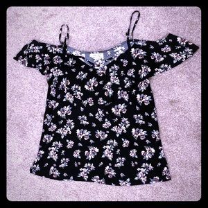NWOT - Floral Off-the-Shoulder Criss Cross Top